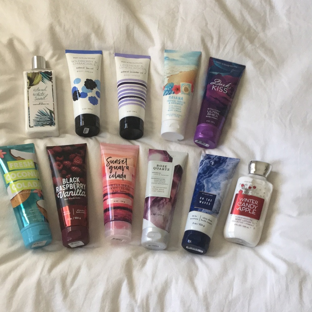 Available Bath and Body works lotions and bod…